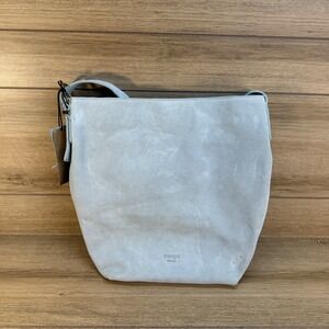 Margot New York Kaye Bucket Tote Suede Leather Crossbody Bag Leather Soft Blue